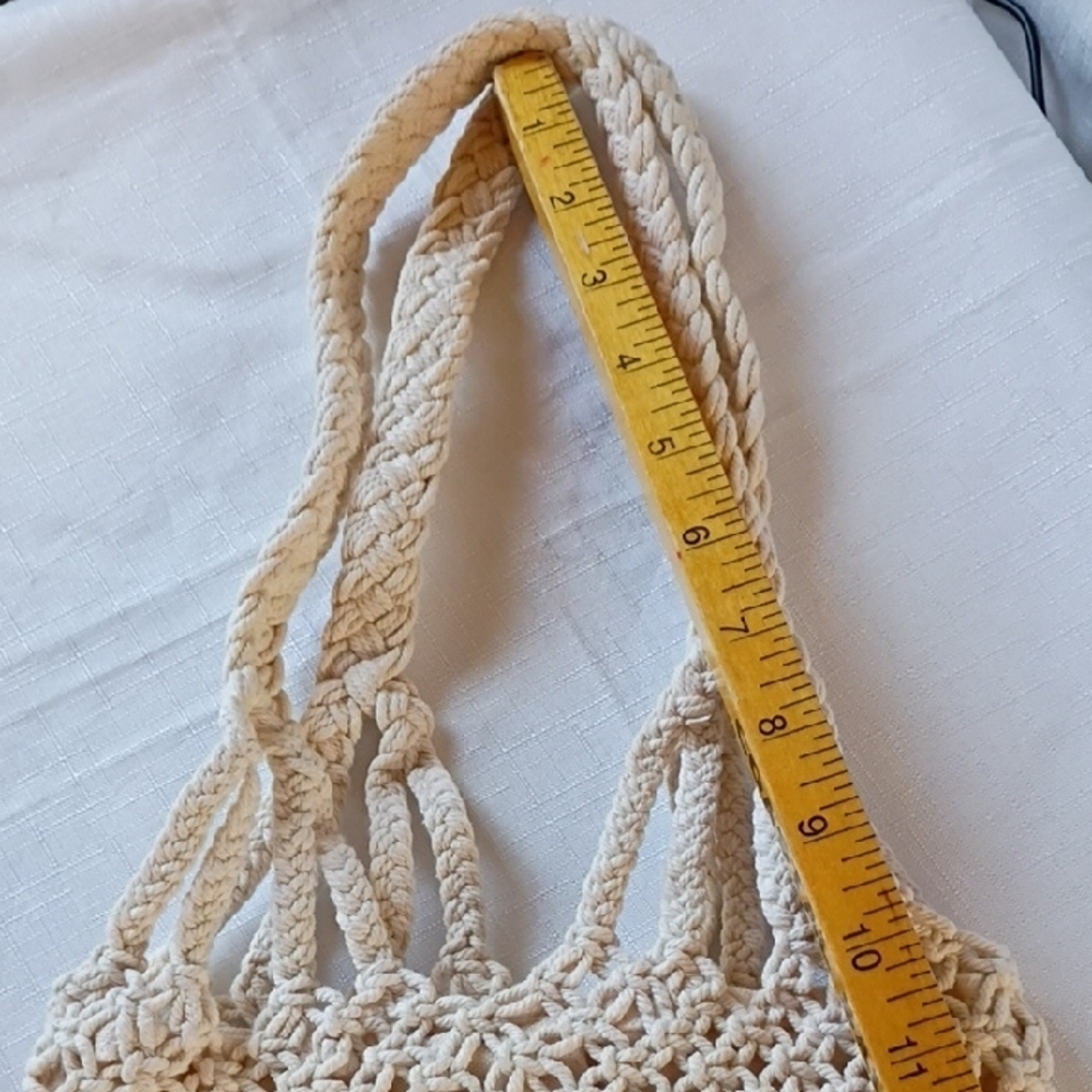 Polo Jeans Co.by Ralph Lauren Handcrafted Cream Macramé Bag - Picture 3 of 7